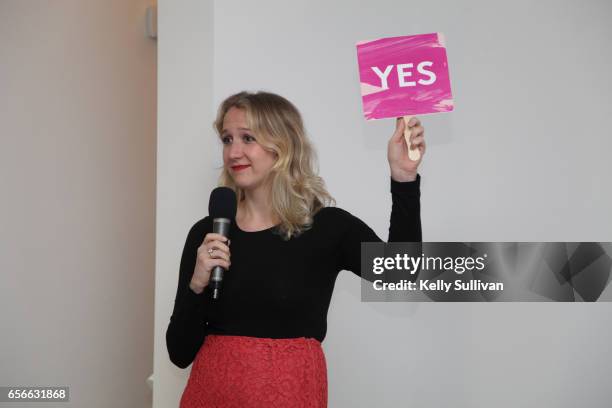 Amy Power, Director of Business Development and Strategic Insights at Refinery29, speaks during the Refinery29 HER BRAIN Insights presentation at...