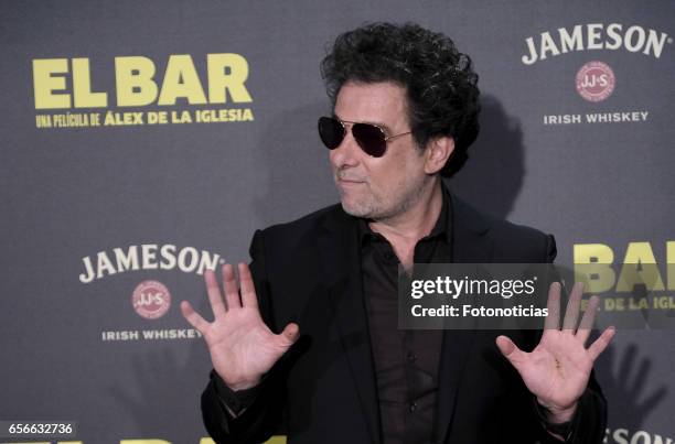 Andres Calamaro attends the 'El Bar' premiere at Callao cinema on March 22, 2017 in Madrid, Spain.