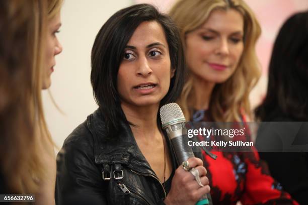 Shaherase Charania, Founder and CEO of Women 2.0 speaks on Refinery29's HER BRAIN Insights panel at Hint Water Headquarters on March 22, 2017 in San...