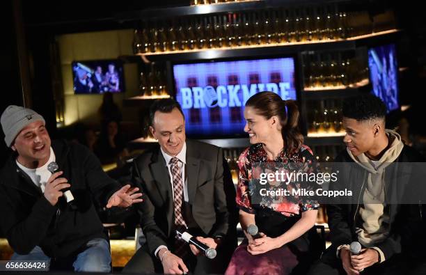 Craig Carton, Hank Azaria, Amanda Peet and Tyrel Jackson Williams attend a Q&A during the "Brockmire" event at 40 / 40 Club on March 22, 2017 in New...