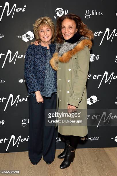 Director Daniele Thompson and Diane von Furstenberg attend the "Cezanne et Moi" New York premiere at the Whitby Hotel on March 22, 2017 in New York...