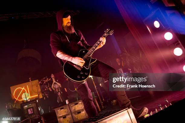 Guitarist Bjoern Gelotte of the Swedish band In Flames performs live during a concert at the Admiralspalast on March 22, 2017 in Berlin, Germany.