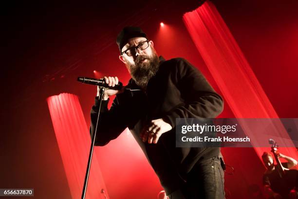 Singer Anders Friden of the Swedish band In Flames performs live during a concert at the Admiralspalast on March 22, 2017 in Berlin, Germany.