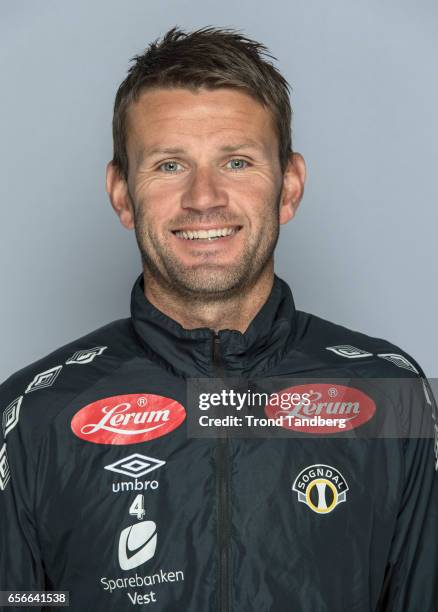 Head Coach Eirik Bakke of Team Sogndal Fotball during Photocall on March 22, 2017 in Sogndal, Norway.