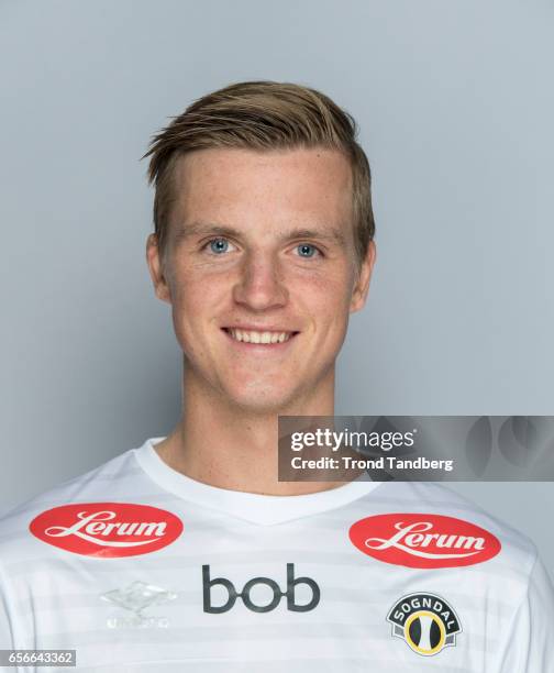 Simen Brekkhus of Team Sogndal Fotball during Photocall on March 22, 2017 in Sogndal, Norway.