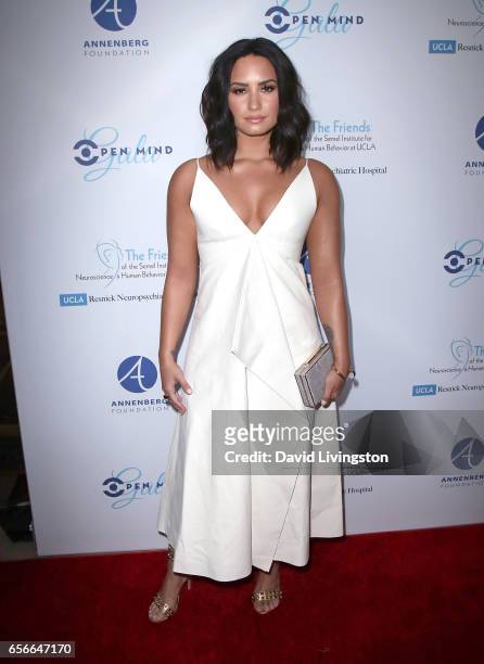 Singer Demi Lovato attends UCLA's Semel Institute's Biannual "Open Mind Gala" at The Beverly Hilton Hotel on March 22, 2017 in Beverly Hills,...