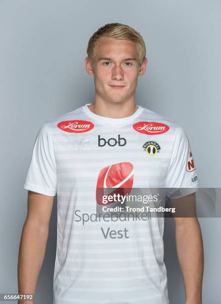 Per Magnus Steiring of Team Sogndal Fotball during Photocall on March 22, 2017 in Sogndal, Norway.