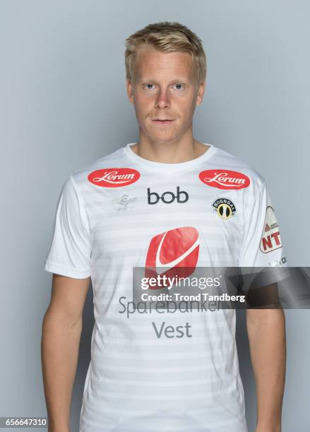 Eirik Schulze of Team Sogndal Fotball during Photocall on March 22, 2017 in Sogndal, Norway.