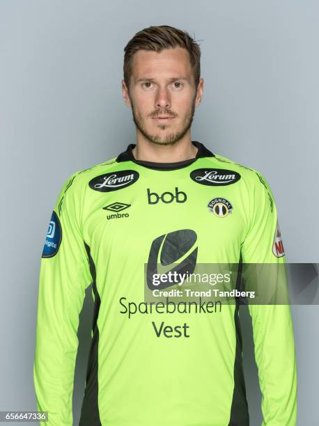 Tarjei Aase Omenaas of Team Sogndal Fotball during Photocall on March 22, 2017 in Sogndal, Norway.