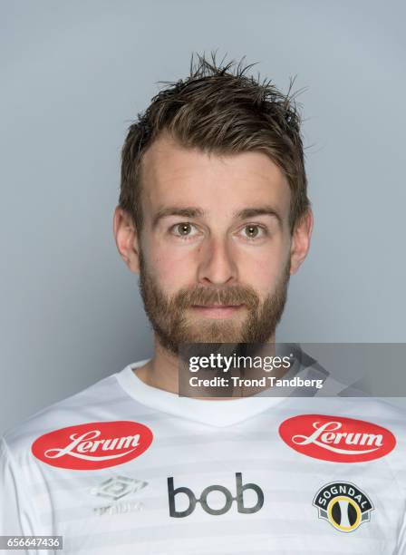 Henrik Furebotn of Team Sogndal Fotball during Photocall on March 22, 2017 in Sogndal, Norway.