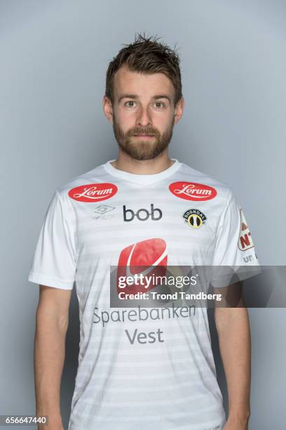 Henrik Furebotn of Team Sogndal Fotball during Photocall on March 22, 2017 in Sogndal, Norway.