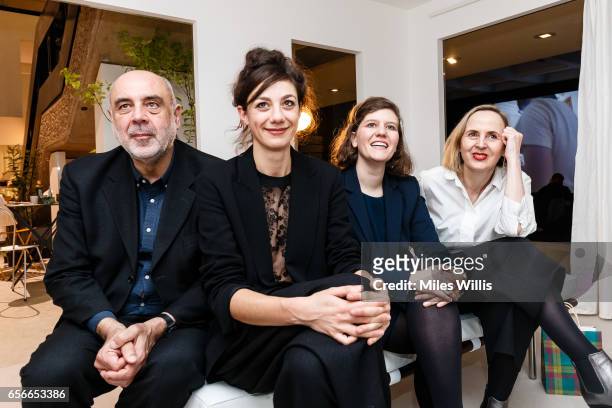 Curator Pippo Ciorra, Exhibition Designer Lucy Styles, Barbican curator Florence Ostende and Barbican Head of Visual Arts Jane Alison attend a press...