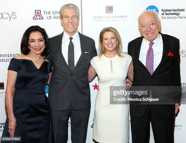 President of FIT Dr. Joyce Brown, honoree and chairman and CEO of Macy's Terry Lundgren, Liz Peek and Chariman emeritus of The Estee Lauder Companies...