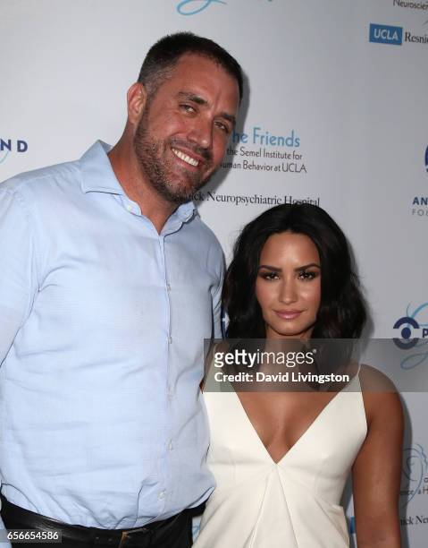 Of CAST Centers Mike Bayer and singer Demi Lovato attend UCLA's Semel Institute's Biannual "Open Mind Gala" at The Beverly Hilton Hotel on March 22,...