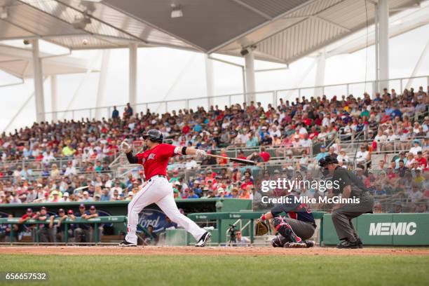 Allen Craig of the Boston Red Sox in action during the spring Training game against the Team USA at Jet Blu Park on March 09, 2017 in Milwaukee,...