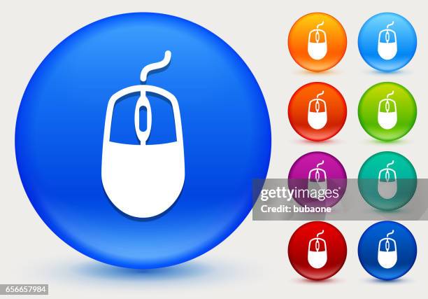 illustrations, cliparts, dessins animés et icônes de icône de souris d’ordinateur sur cercle de couleur brillante boutons - souris dordinateur