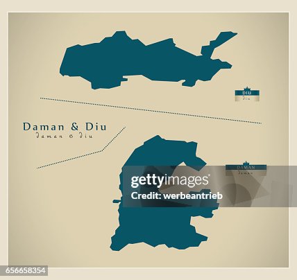 Modern Map Daman Diu In High-Res Vector Graphic - Getty Images