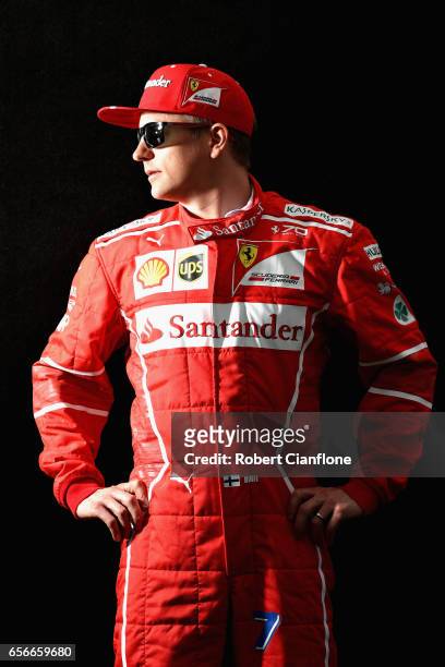 Kimi Raikkonen of Finland and Ferrari poses for a portrait during previews to the Australian Formula One Grand Prix at Albert Park on March 23, 2017...
