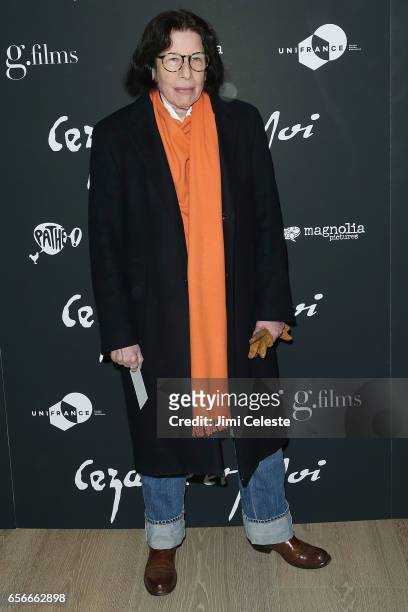 Fran Lebowitz attend the New York premiere of "Cezanne Et Moi" at the Whitby Hotel on March 22, 2017 in New York City.