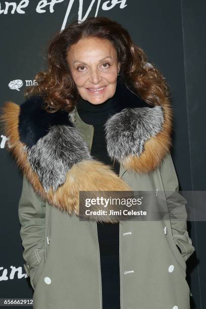 Diane von Furstenberg attend the New York premiere of "Cezanne Et Moi" at the Whitby Hotel on March 22, 2017 in New York City.