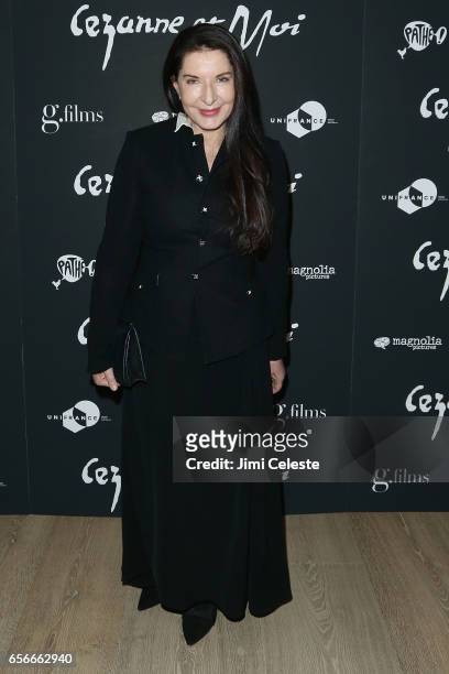Marina Abramovic attend the New York premiere of "Cezanne Et Moi" at the Whitby Hotel on March 22, 2017 in New York City.