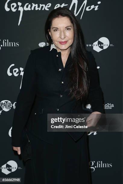 Marina Abramovic attend the New York premiere of "Cezanne Et Moi" at the Whitby Hotel on March 22, 2017 in New York City.