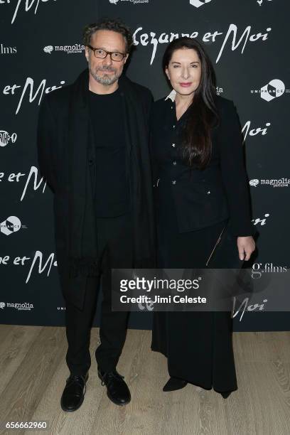 Marco Brambilla and Marina Abramovic attends the New York premiere of "Cezanne Et Moi" at the Whitby Hotel on March 22, 2017 in New York City.