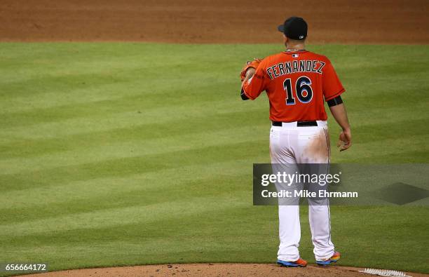 Jose Fernandez of the Miami Marlins pitches during a game against the San Francisco Giants at Marlins Park on July 2, 2015 in Miami, Florida.