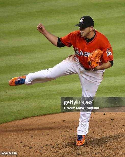 Jose Fernandez of the Miami Marlins pitches during a game against the San Francisco Giants at Marlins Park on July 2, 2015 in Miami, Florida.