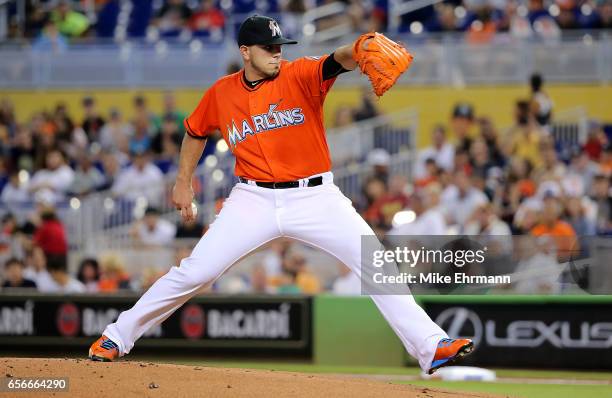 Jose Fernandez of the Miami Marlins pitches during a game against the San Francisco Giants at Marlins Park on July 2, 2015 in Miami, Florida.