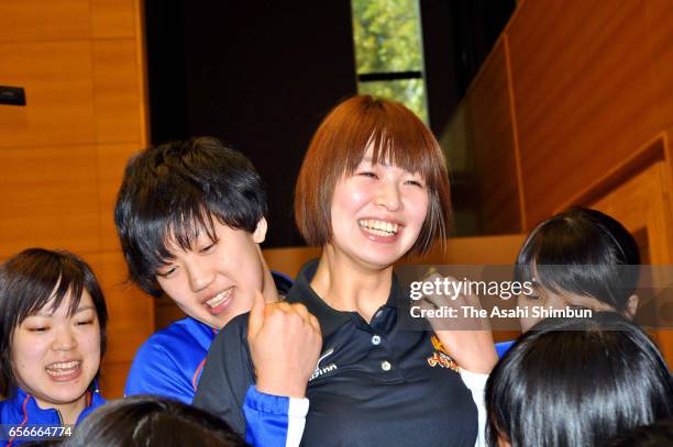 Volleyball player Saori Kimura is seen after a press conference on her retirement at Toray Arena on March 22, 2017 in Otsu, Shiga, Japan.