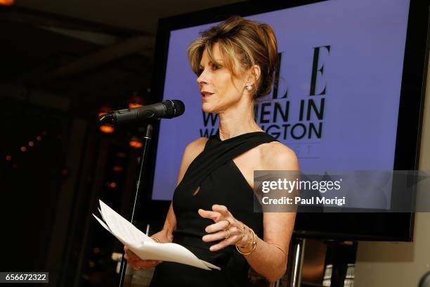 Editor-in-Chief Robbie Myers speaks at ELLE and Bottega Veneta Women in Washington dinner hosted by Robbie Myers, ELLE, Editor-in-Chief at Fiola Mare...