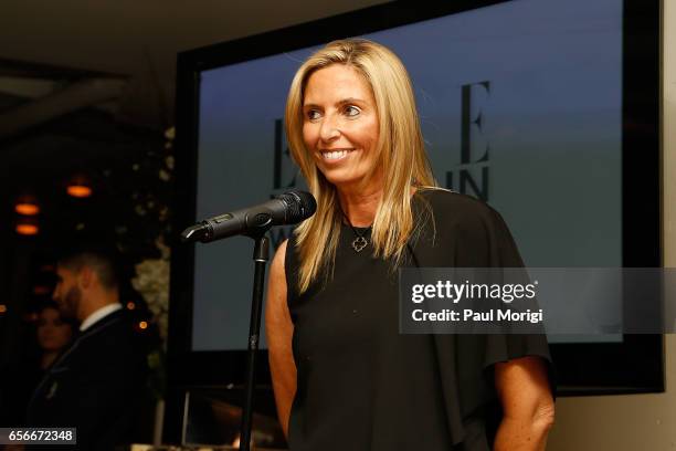 Co-owner of Fabio Trabocchi Restaurants Maria Trabocchi speaks at ELLE and Bottega Veneta Women in Washington dinner hosted by Robbie Myers, ELLE,...