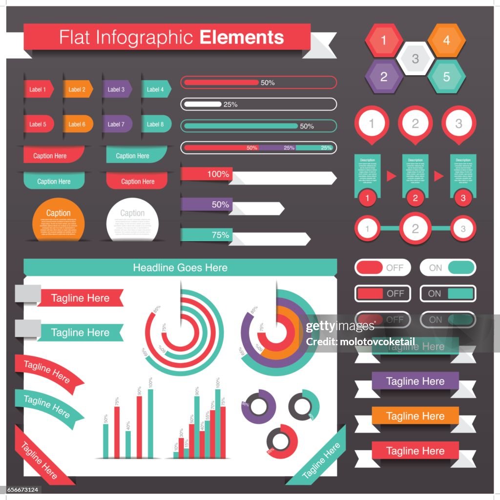 Simple flat infographic design elements