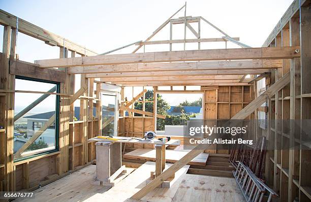 wood framed home under construction - affordable housing stock pictures, royalty-free photos & images