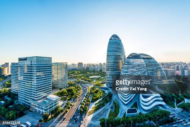 wangjing soho in beijing, china - downtown district stock pictures, royalty-free photos & images