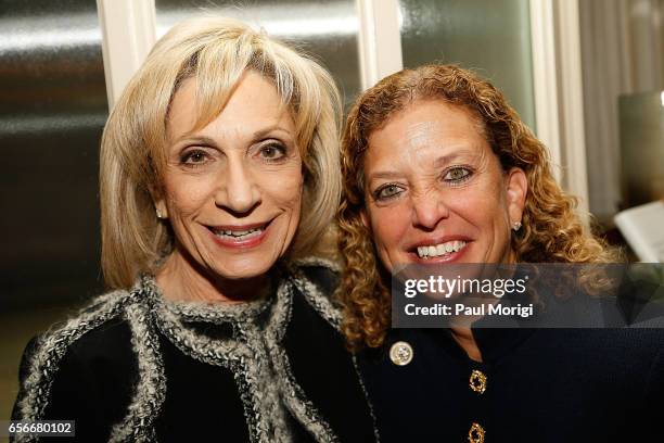 News Chief Andrea Mitchell, left, and Rep. Debbie Wasserman Schultz attend ELLE and Bottega Veneta Women in Washington dinner hosted by Robbie Myers,...