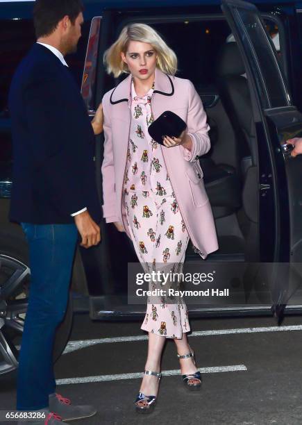 Actress Lucy Boynton is seen walking in Soho on March 22, 2017 in New York City.