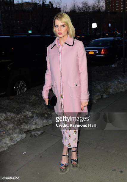 Actress Lucy Boynton is seen walking in Soho on March 22, 2017 in New York City.