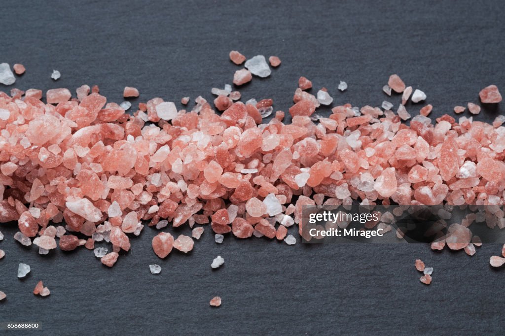 Himalayan Pink Salt on Black Stone Plate