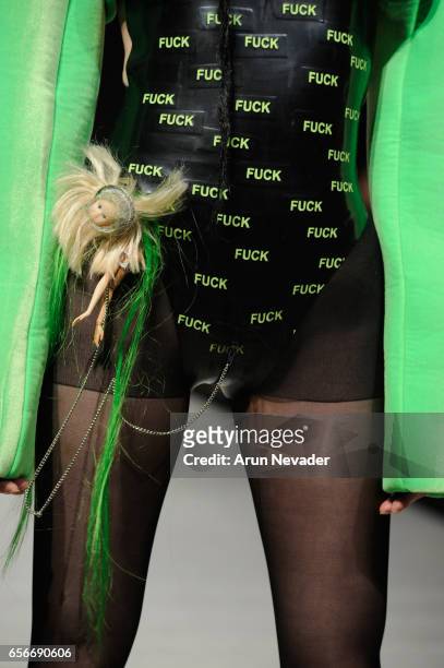 Model walks the runway wearing Kakopieros at Vancouver Fashion Week Fall/Winter 2017 at Chinese Cultural Centre of Greater Vancouver on March 22,...