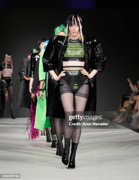 Models walk the runway wearing Kakopieros at Vancouver Fashion Week Fall/Winter 2017 at Chinese Cultural Centre of Greater Vancouver on March 22,...