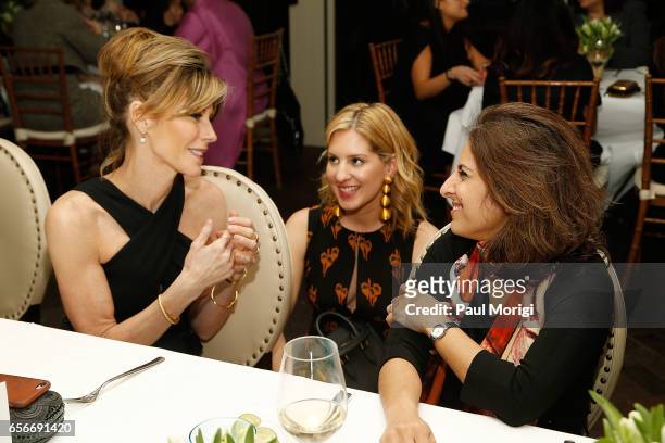 Editor-in-Chief Robbie Myers, Marissa Mitrovich, and Neera Tanden attend ELLE and Bottega Veneta Women in Washington dinner hosted by Robbie Myers,...