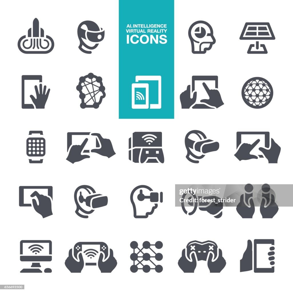 Artificial intelligence and Virtual reality icons