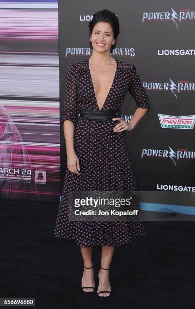 Actress Mercedes Masohn arrives at the Los Angeles Premiere "Power Rangers" at the Westwood Village Theater on March 22, 2017 in Westwood, California.