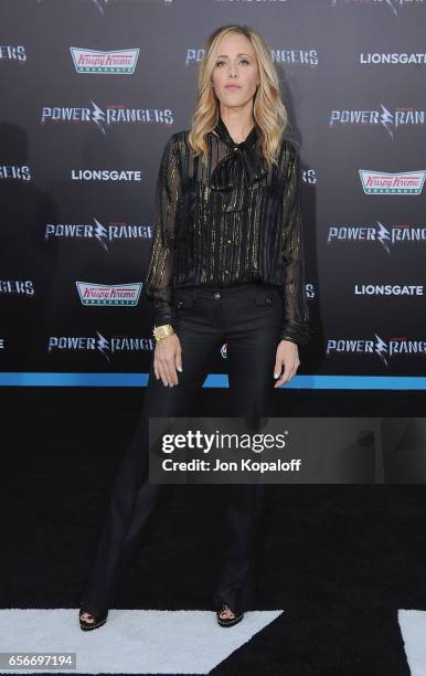 Actress Kim Raver arrives at the Los Angeles Premiere "Power Rangers" at the Westwood Village Theater on March 22, 2017 in Westwood, California.