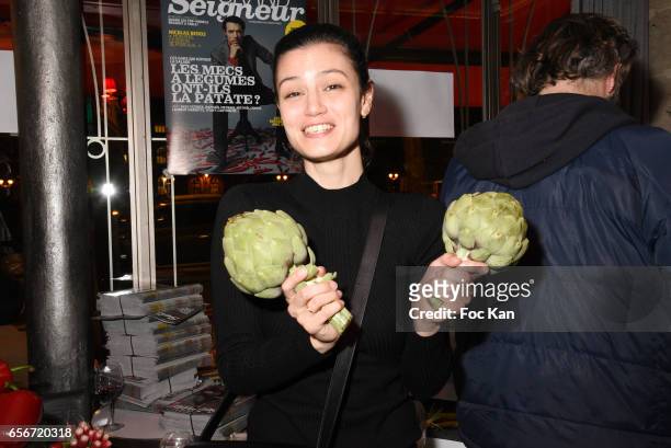 Actress Lucie Boujenah attends 'Apero Mecs A Legumes' Party Hosted by Grand Seigneur Magazine at the Bistrot Marguerite on March 22, 2017 in Paris,...