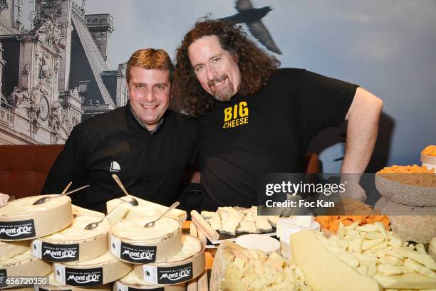 Cheese chefs Theo Michel and Xavier Thuret attend 'Apero Mecs A Legumes' Party Hosted by Grand Seigneur Magazine at the Bistrot Marguerite on March...