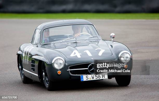 Historic Mercedes Benz 300SL 'Gullwing' , parading around the circuit during the 75th Member's Meeting at Goodwood on March 18, 2017 in Chichester,...