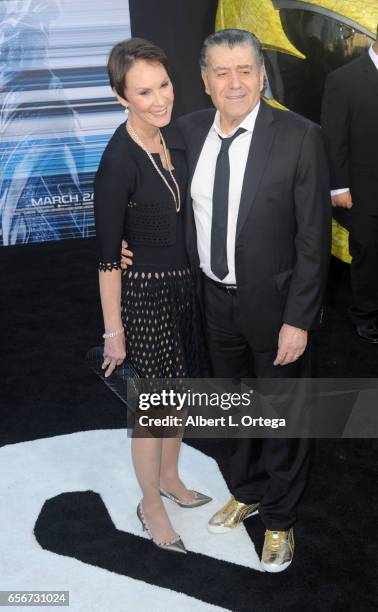 Producer Haim Saban and wife Cheryl Saban arrive for the Premiere Of Lionsgate's "Power Rangers" held on March 22, 2017 in Westwood, California.